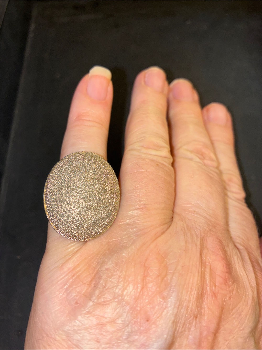 Textured Dome Statement Ring in Silver Tone
